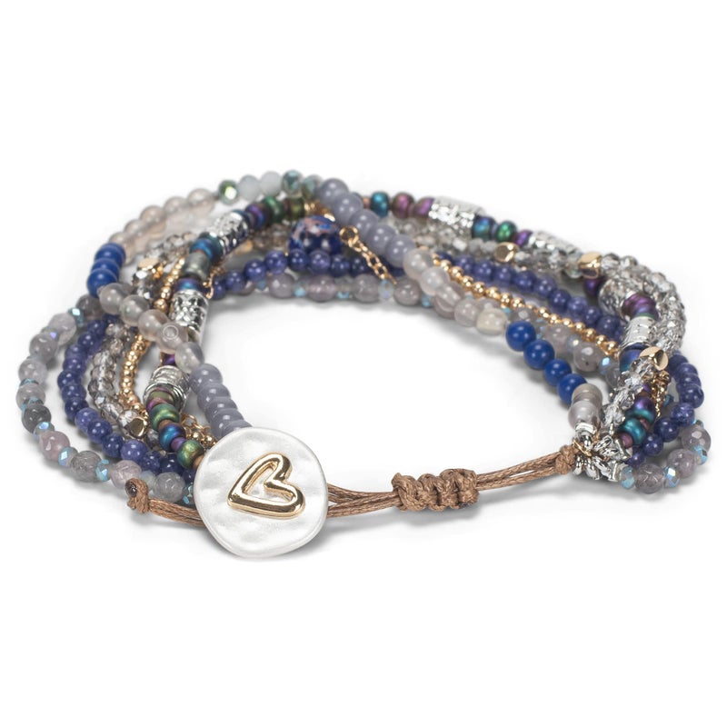DEMDACO Beaded Love Metallic Grey One Size Fits Most Glass and Metal Charm Bracelet - Image 3